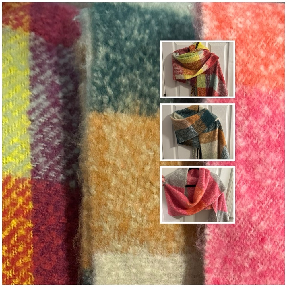 Steve Madden Colorblock Oblong Long Scarves, with Fringe Detail. Versatile!